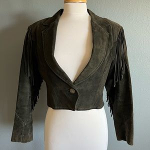 Vintage Cropped Suede leather jacket